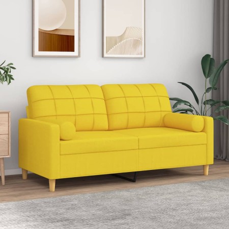 Sofá de 2 plazas con cojines tela amarillo claro 140 cm de vidaXL, Sofás - Ref: Foro24-3200787, Precio: 241,42 €, Descuento: %