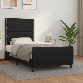 Bed frame with headboard black synthetic leather 90x200 cm by vidaXL, Beds and slatted bases - Ref: Foro24-3125488, Price: 14...