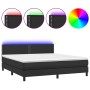 Box spring bed with mattress and LED black synthetic leather 180x200 cm by vidaXL, Beds and slatted bases - Ref: Foro24-31341...