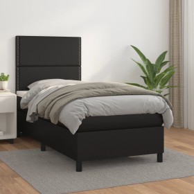 Cama box spring con colchón cuero sintético negro 90x190 cm de vidaXL, Camas y somieres - Ref: Foro24-3142755, Precio: 341,99...