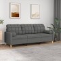 3-seater sofa with dark gray fabric cushions, 180 cm by vidaXL, Sofas - Ref: Foro24-3200791, Price: 278,54 €, Discount: %