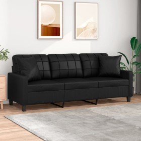 3-Sitzer-Sofa mit schwarzen Kunstlederkissen 180 cm von vidaXL, Sofas - Ref: Foro24-3200808, Preis: 336,73 €, Rabatt: %