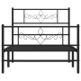 Bed frame with headboard and black metal footboard 90x200 cm by vidaXL, Beds and slatted bases - Ref: Foro24-355278, Price: 6...