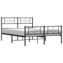 Black metal headboard and footboard bed frame 140x200 cm by vidaXL, Beds and slatted bases - Ref: Foro24-355286, Price: 108,6...