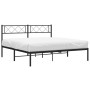 Bed frame with black metal headboard 140x190 cm by vidaXL, Beds and slatted bases - Ref: Foro24-372277, Price: 90,12 €, Disco...