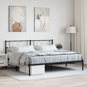 Bed frame with black metal headboard 183x213 cm by vidaXL, Beds and slatted bases - Ref: Foro24-372282, Price: 99,62 €, Disco...