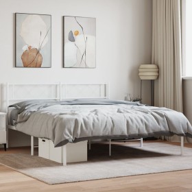 Metal bed frame with white headboard 120x200 cm by vidaXL, Beds and slatted bases - Ref: Foro24-372324, Price: 88,99 €, Disco...