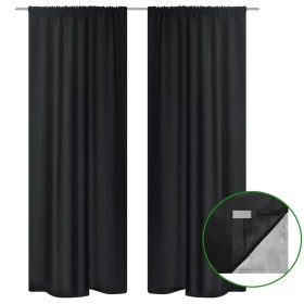 Blackout curtains 2 units double layer 140x245 cm black energy saving by vidaXL, Curtains and curtains - Ref: Foro24-130365, ...