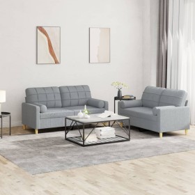 Set von Sofas mit 2 Stück Kissen aus hellgrauem Stoff von vidaXL, Sofas - Ref: Foro24-3201290, Preis: 444,93 €, Rabatt: %