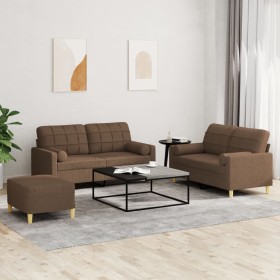 Three-piece sofa set with brown fabric cushions. by vidaXL, Sofas - Ref: Foro24-3201301, Price: 513,99 €, Discount: %