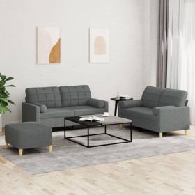 Set Sofas mit Kissen 3 Stück dunkelgrauer Stoff von vidaXL, Sofas - Ref: Foro24-3201299, Preis: 532,99 €, Rabatt: %