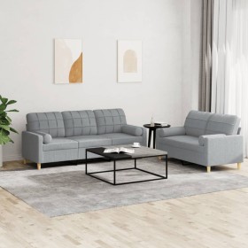 Set von Sofas mit 2 Stück Kissen aus hellgrauem Stoff von vidaXL, Sofas - Ref: Foro24-3201322, Preis: 548,84 €, Rabatt: %