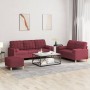 Set von Sofas mit Kissen 3 Stück roter roter Stoff von vidaXL, Sofas - Ref: Foro24-3201336, Preis: 599,76 €, Rabatt: %