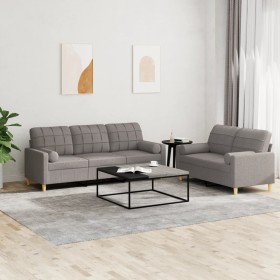 Sofa-Set mit 2-teiligen Kissen taupegrauer Stoff von vidaXL, Sofas - Ref: Foro24-3201329, Preis: 587,48 €, Rabatt: %