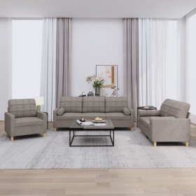 Three-piece sofa set with gray taupe fabric cushions by vidaXL, Sofas - Ref: Foro24-3201265, Price: 737,22 €, Discount: %