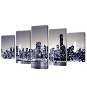 New York Profil Wandleinwand Deko-Set 100 x 50 cm von vidaXL, Poster, Drucke und visuelle Kunst - Ref: Foro24-241548, Preis: ...