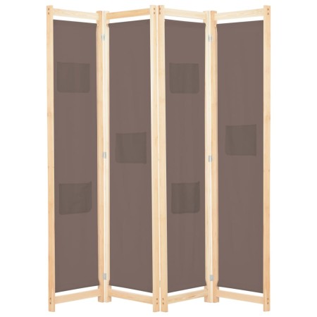 Four-panel brown fabric room divider 160x170x4 cm by vidaXL, Room dividers - Ref: Foro24-248180, Price: 65,00 €, Discount: %