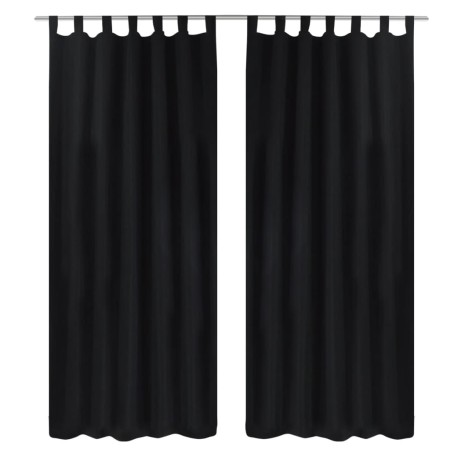 2 black micro-satin curtains with loops, 140 x 225 cm by vidaXL, Curtains and curtains - Ref: Foro24-130354, Price: 25,37 €, ...