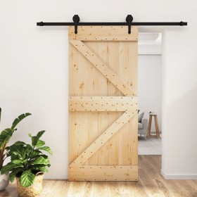 Sliding door with solid pine wood hardware 95x210 cm by vidaXL, Doors - Ref: Foro24-3203229, Price: 182,18 €, Discount: %