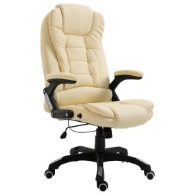 Silla de oficina de cuero sintético color crema de vidaXL, Sillas de oficina - Ref: Foro24-20234, Precio: 213,26 €, Descuento: %