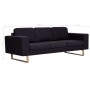 3-Sitzer-Sofa aus schwarzem Stoff von vidaXL, Sofas - Ref: Foro24-281390, Preis: 499,58 €, Rabatt: %