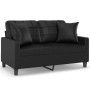 Sofá de 2 plazas con cojines cuero sintético negro 120 cm de vidaXL, Sofás - Ref: Foro24-3200798, Precio: 258,24 €, Descuento: %