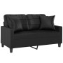 Sofá de 2 plazas con cojines cuero sintético negro 120 cm de vidaXL, Sofás - Ref: Foro24-3200798, Precio: 258,24 €, Descuento: %