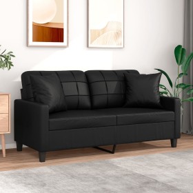 2-seater sofa with black synthetic leather cushions 140 cm by vidaXL, Sofas - Ref: Foro24-3200803, Price: 271,04 €, Discount: %