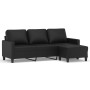 Sofá de 3 plazas con taburete cuero sintético negro 180 cm de vidaXL, Sofás - Ref: Foro24-3201024, Precio: 357,14 €, Descuent...