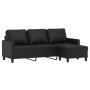 Sofá de 3 plazas con taburete cuero sintético negro 180 cm de vidaXL, Sofás - Ref: Foro24-3201024, Precio: 357,14 €, Descuent...