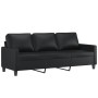 Sofá de 3 plazas con taburete cuero sintético negro 180 cm de vidaXL, Sofás - Ref: Foro24-3201024, Precio: 357,14 €, Descuent...