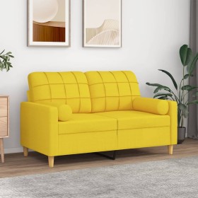 Sofá de 2 plazas con cojines tela amarillo claro 120 cm de vidaXL, Sofás - Ref: Foro24-3200779, Precio: 217,99 €, Descuento: %