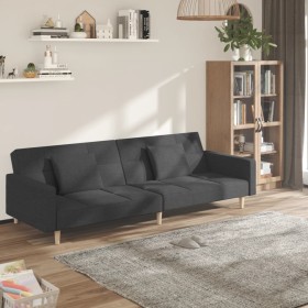 Sofá cama de 2 plazas con dos almohadas tela gris oscuro de vidaXL, Sofás - Ref: Foro24-337428, Precio: 244,99 €, Descuento: %