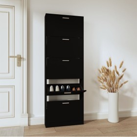 Shoe cabinet made of black plywood wood 59x17x169 cm by vidaXL, Shoe racks and shoe organizers - Ref: Foro24-342512, Price: 1...