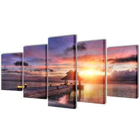 Decorative canvas set for wall beach with pergola 200 x 100 cm by vidaXL, Posters, prints and visual art - Ref: Foro24-241567...