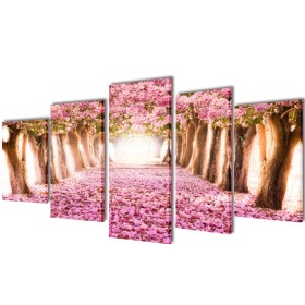 Set decorativo de lienzos para pared flores de cerezo 200 x 100 cm de vidaXL, Carteles, copias y arte visual - Ref: Foro24-24...