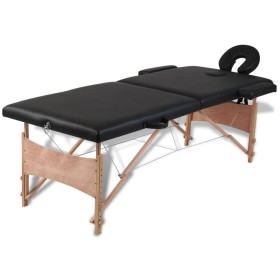 Folding massage table 2 zones black wooden structure by vidaXL, massage tables - Ref: Foro24-110077, Price: 152,99 €, Discoun...