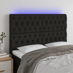 Headboard with LED lights black fabric 144x7x118/128 cm by vidaXL, Headboards and footboards - Ref: Foro24-3122760, Price: 14...