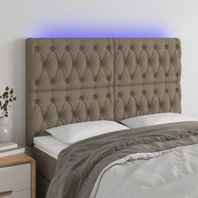 Cabecero con luces LED tela gris taupe 144x7x118/128 cm de vidaXL, Cabeceros y pies de cama - Ref: Foro24-3122762, Precio: 15...