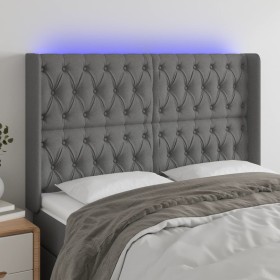 Cabecero con LED de tela gris oscuro 147x16x118/128 cm de vidaXL, Cabeceros y pies de cama - Ref: Foro24-3124383, Precio: 160...