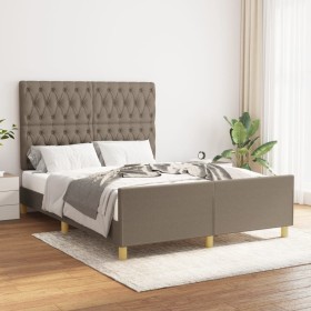 Bed frame with headboard in taupe gray fabric 140x190 cm by vidaXL, Beds and slatted bases - Ref: Foro24-3125296, Price: 251,...