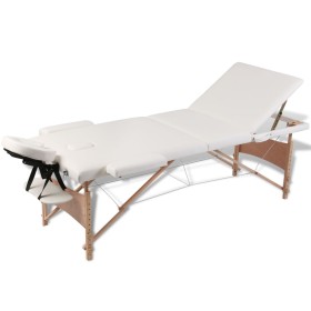 Folding massage table 3 zones cream wood structure by vidaXL, massage tables - Ref: Foro24-110082, Price: 159,99 €, Discount: %