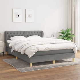 Cama box spring con colchón tela gris oscuro 140x200 cm de vidaXL, Camas y somieres - Ref: Foro24-3127046, Precio: 450,99 €, ...