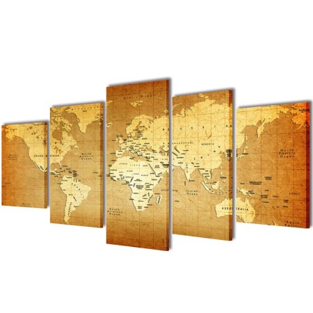 Decorative set of canvases for the wall, world map model, 200 x 100 cm by vidaXL, Posters, prints and visual art - Ref: Foro2...