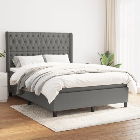 Cama box spring con colchón tela gris oscuro 140x190 cm de vidaXL, Camas y somieres - Ref: Foro24-3131666, Precio: 553,61 €, ...