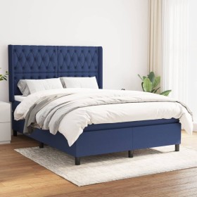 Box spring bed with blue fabric mattress 140x200 cm by vidaXL, Beds and slatted bases - Ref: Foro24-3131679, Price: 542,99 €,...