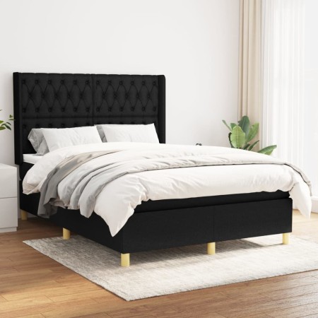 Cama box spring con colchón tela negro 140x190 cm de vidaXL, Camas y somieres - Ref: Foro24-3132227, Precio: 558,74 €, Descue...