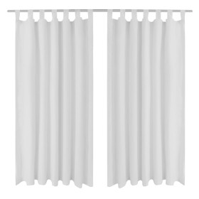 Micro-satin curtains with loops 2 units white 140x225 cm by vidaXL, Curtains and curtains - Ref: Foro24-130360, Price: 25,89 ...