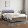 Box spring bed with mattress and LED lights taupe gray fabric 140x190 cm by vidaXL, Beds and slatted bases - Ref: Foro24-3133...