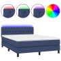 Cama box spring colchón y luces LED tela azul 140x200 cm de vidaXL, Camas y somieres - Ref: Foro24-3133403, Precio: 446,73 €,...